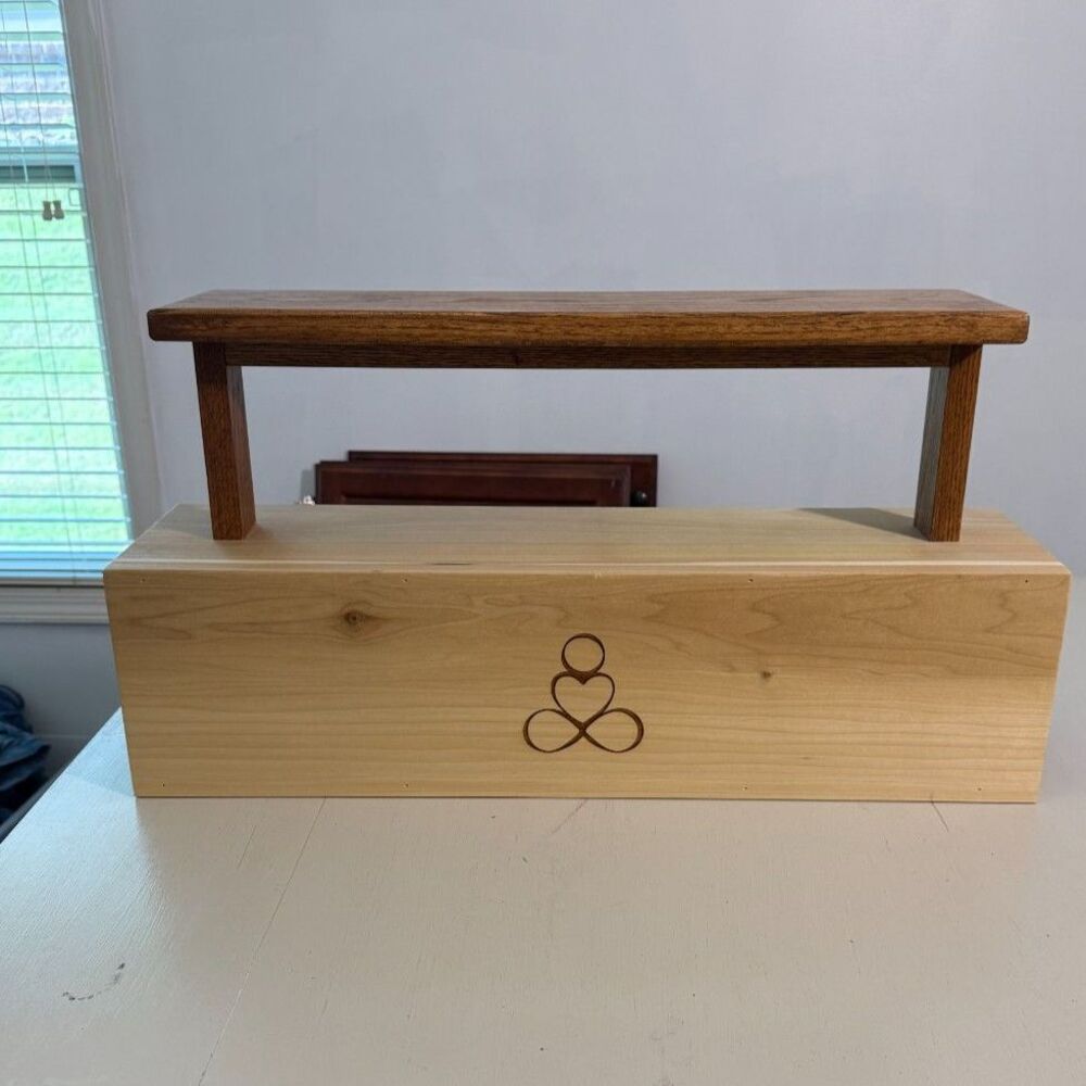 Uncommon Goods Wall Mounted Yoga Mat & Block Storage Rack Wooden Organizer 25"